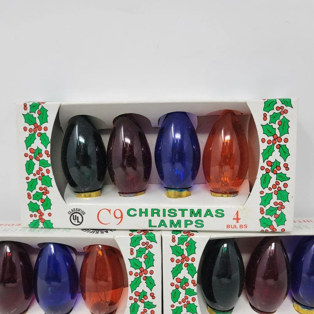 Vintage‎ Northern Lights C9 Christmas Lamps Outdoor 7W 120V Decorative 3x NOS
